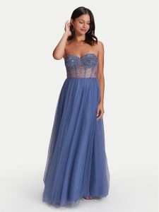 Swing Sukienka wieczorowa 5AH023HK Niebieski Slim Fit. Niebieskie sukienki Hey Kyla, bez wzorów, z syntetyku, wizytowe, bez kołnierzyka, bez ramiączek. Za 569,99 zł.