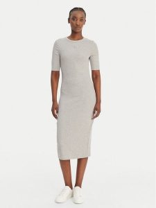 Calvin Klein Jeans Sukienka codzienna LV047D217G Szary Slim Fit. Szare sukienki Calvin Klein Jeans, na co dzień, s, bez wzorów, z bawełny, bez kołnierzyka, bez ramiączek, proste. Za 329,99 zł.