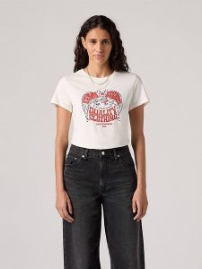 Levi's Koszulka w kolorze kremowym rozmiar: M. Brązowe bluzki Levi's®, m, bez wzorów, z bawełny, bez kołnierzyka, bez ramiączek. Za 69,75 zł.