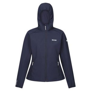 Softshell turystyczny damski Regatta Arec III z kapturem. Niebieskie kurtki Regatta, xs, bez wzorów, z softshellu, z kapturem. W wyprzedaży za 169,99 zł.