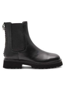 Badura Botki NORA-01W4-001 Czarny. Czarne botki Badura, bez wzorów, ze skóry, bez obcasa, na płaskiej podeszwie, bez zapięcia. Za 329,99 zł.