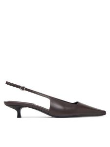 Calvin Klein Czółenka Kitten Heel Pump Sling Hdw HW0HW03168 Czarny. Czarne czółenka Calvin Klein, bez wzorów, ze skóry, bez obcasa, bez zapięcia. Za 569,99 zł.