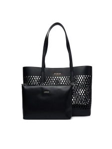 Guess Torebka Letty HWPG99 11240 Czarny. Czarne shopper bag Guess, z aplikacjami, ze skóry, bez dodatków. Za 679,99 zł.