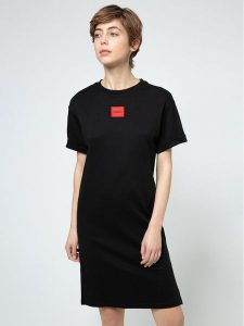 Hugo Sukienka codzienna Neyle 50456013 Czarny Relaxed Fit. Czarne kombinezony Hugo, na co dzień, xs, bez wzorów, z bawełny, bez kołnierzyka, bez ramiączek, proste. Za 589,99 zł.