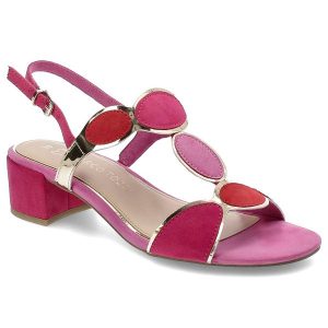 Różowe Sandały Marco Tozzi Eleganckie Obuwie Damskie. Czerwone sandały Marco Tozzi, bez wzorów, bez obcasa, na obcasie, bez zapięcia. Za 219,00 zł.