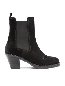 Simple Botki SL-36-02-000064 Czarny. Czarne botki Simple, bez wzorów, ze skóry, bez obcasa, na słupku, bez zapięcia. Za 479,99 zł.