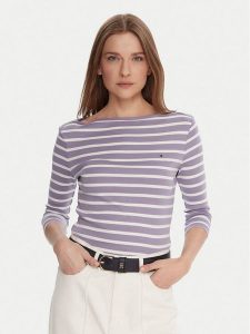 Tommy Hilfiger Bluzka WW0WW40589 Fioletowy Regular Fit. Fioletowe bluzki TOMMY HILFIGER, s, bez wzorów, z bawełny, bez kołnierzyka, bez ramiączek. Za 209,99 zł.