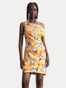 Desigual Sukienka letnia Sol 26SWVW50 Żółty Slim Fit. Żółte kombinezony Desigual, na lato, m, bez wzorów, z wiskozy, bez kołnierzyka, bez ramiączek. Za 489,99 zł.