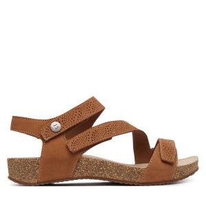 Sandały Josef Seibel. Brązowe sandały Josef Seibel, bez wzorów, bez obcasa, na płaskiej podeszwie, bez zapięcia. Za 439,99 zł.