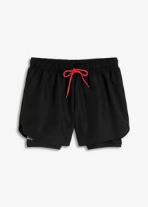 Ultralekkie szorty sportowe 2w1. Czarne spodenki sportowe bonprix, bez wzorów. Za 109,99 zł.
