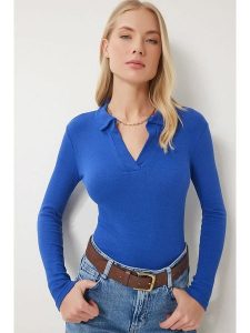 Happiness Istanbul Bluzka w kolorze niebieskim rozmiar: S/M. Niebieskie bluzki Happiness Istanbul, m, bez wzorów, bez kołnierzyka, bez ramiączek. Za 39,31 zł.