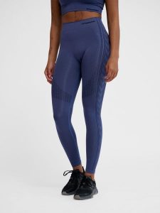Damskie legginsy bezszwowe Hummel MT Shaping. Niebieskie legginsy Hummel, bez wzorów, z elastanu. Za 168,00 zł.