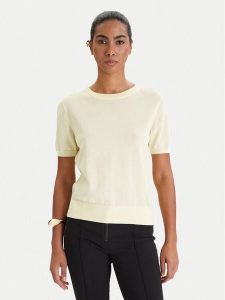 Patrizia Pepe Sweter 8K0409/K027-Y478 Żółty Regular Fit. Żółte swetry klasyczne Patrizia Pepe, z bawełny, bez kołnierzyka. Za 546,99 zł.