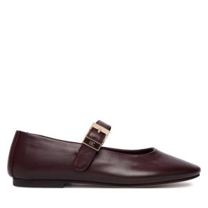 Baleriny Tommy Hilfiger. Brązowe balerinki TOMMY HILFIGER, bez wzorów, bez obcasa, bez zapięcia. Za 446,99 zł.