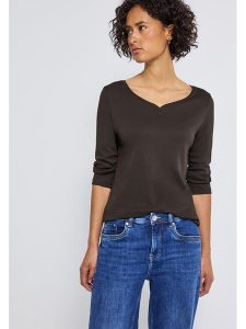 Cecil Koszulka w kolorze ciemnobrązowym rozmiar: 36. Brązowe bluzki Cecil, bez wzorów, bez kołnierzyka, bez ramiączek. Za 73,93 zł.