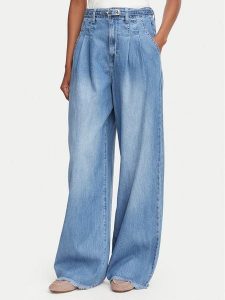 Morgan Jeansy 262-PELIAM Niebieski jasny Wide Leg. Niebieskie jeansy Morgan, bez wzorów, z bawełny. Za 349,99 zł.
