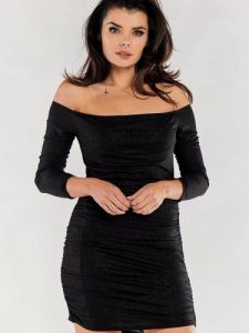 Sukienka Model A550 Black - awama. Czarne sukienki Awama, l, bez wzorów, z elastanu, bez kołnierzyka, plus size, bez ramiączek, mini, dopasowane. Za 274,07 zł.