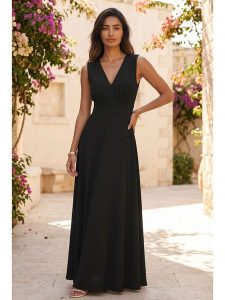 SOULSHAE Sukienka w kolorze czarnym rozmiar: L/XL. Czarne sukienki SOULSHAE, l, bez wzorów, bez kołnierzyka, bez ramiączek, maxi, rozkloszowane. Za 189,95 zł.