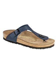 Birkenstock Skórzane japonki "Gizeh" w kolorze granatowym rozmiar: 37. Niebieskie klapki Birkenstock, bez wzorów, z otwartym noskiem, bez obcasa. Za 315,50 zł.