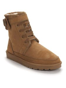 ISLAND BOOT Botki zimowe "Imaan" w kolorze jasnobrązowym rozmiar: 38. Brązowe botki Island Boot, na zimę, z aplikacjami, z materiału, z okrągłym noskiem, bez obcasa, bez zapięcia. Za 158,10 zł.