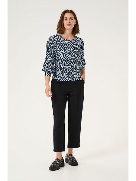 Kaffe Koszulka "Lvanna" w kolorze błękitno-czarnym rozmiar: L. Czarne bluzki Kaffe, l, bez wzorów, bez kołnierzyka, bez ramiączek. Za 87,81 zł.