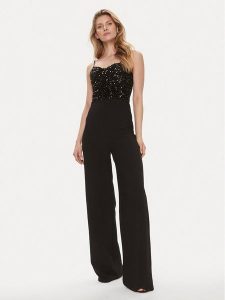 Kontatto Kombinezon BO344 Czarny Wide Leg. Czarne kombinezony Kontatto, xs, bez wzorów, z syntetyku, bez kołnierzyka, bez ramiączek. Za 419,99 zł.