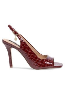 Nine West Sandały FF-1065 Czerwony. Czerwone sandały Nine West, bez wzorów, z syntetyku, bez obcasa, na szpilce, bez zapięcia. Za 239,99 zł.