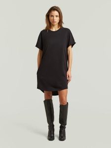 G-Star Sukienka w kolorze czarnym rozmiar: XL. Czarne sukienki G-Star, na co dzień, xl, bez wzorów, z bawełny, retro, bez kołnierzyka, bez ramiączek, midi, proste. Za 179,22 zł.