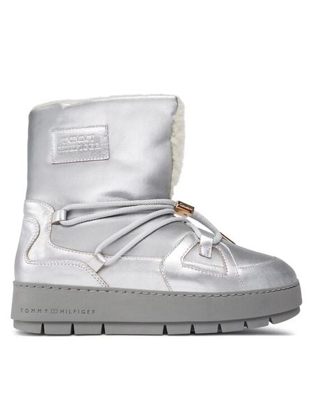 Tommy Hilfiger Śniegowce Tommy Essential Silver Snowboot FW0FW07506 Szary. Szare buty zimowe TOMMY HILFIGER, z materiału, bez obcasa, bez zapięcia. Za 779,99 zł.