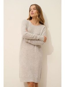 Just Cashmere Kaszmirowa sukienka "Aureline" w kolorze szarobrązowym rozmiar: XXL. Brązowe sukienki Just Cashmere, na co dzień, xxl, bez wzorów, z kaszmiru, bez kołnierzyka, bez ramiączek, midi, proste. Za 434,85 zł.