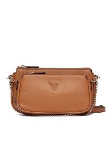 Guess Torebka Noelle II Mini HWZG96 72710 Brązowy. Brązowe listonoszki Guess, z aplikacjami, ze skóry, bez dodatków. Za 549,99 zł.