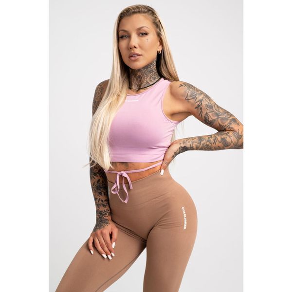 Top fitness damski Gym Glamour wiązany. Czerwone topy GYM GLAMOUR, l, bez wzorów, glamour, bez kołnierzyka, bez ramiączek. Za 99,99 zł.