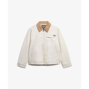 Kurtka damska Superdry Ranch. Białe kurtki Superdry, bez wzorów, bez kaptura. W wyprzedaży za 395,85 zł.