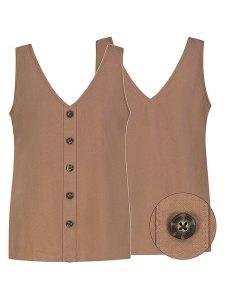 Eight2Nine Top w kolorze jasnobrązowym rozmiar: L. Brązowe topy Eight2Nine, l, bez wzorów, bez kołnierzyka, bez ramiączek. Za 82,99 zł.