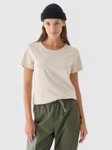 4F T-shirt regular gładki damski - biały XS. Białe t-shirty 4f, xs, bez wzorów, z bawełny, bez kołnierzyka, bez ramiączek. W wyprzedaży za 19,99 zł.