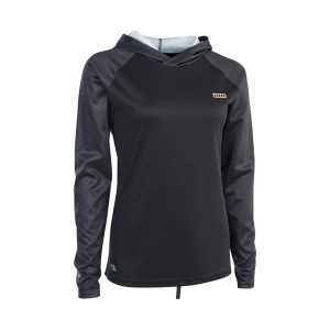 Koszulka surfingowa damska ION Wetshirt Hood LS black. Czarne bluzki ION, m, bez wzorów, z lycry, sportowe, bez kołnierzyka, bez ramiączek. W wyprzedaży za 119,00 zł.
