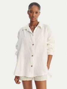 Roxy Koszula Morning Time ERJWT03674 Écru Relaxed Fit. Koszule Roxy, s, bez wzorów, z bawełny, bez kołnierzyka, bez ramiączek. Za 299,99 zł.