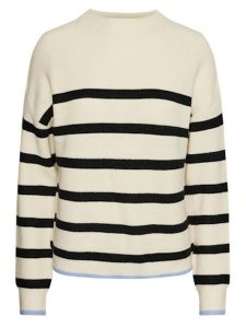 Pieces Sweter w kolorze kremowo-czarnym rozmiar: L. Brązowe swetry oversize Pieces, l, bez wzorów, ze splotem, bez ramiączek. Za 79,03 zł.