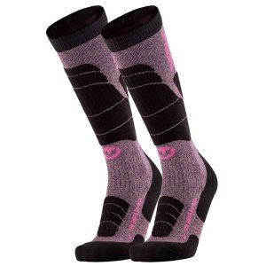 Skarpety narciarskie kobieta Therm-ic Ski Merino Reflector Women wysokosc kolano. Czerwone rękawiczki THERM-IC, bez wzorów, z elastanu. Za 199,00 zł.