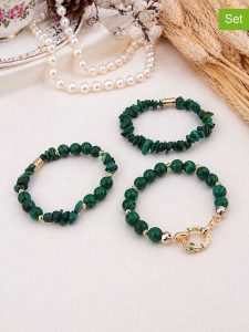 L'Atelier de Gaia Bransoletki (3 szt.) rozmiar: onesize. Zielone bransoletki L'Atelier de Gaia, z malachitem, z mosiądzu. Za 119,95 zł.