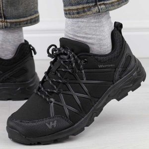 Czarne półbuty trekkingowe Softshell Vanhorn 34004. Czarne buty trekkingowe VanHorn, z materiału, bez zapięcia. Za 199,00 zł.