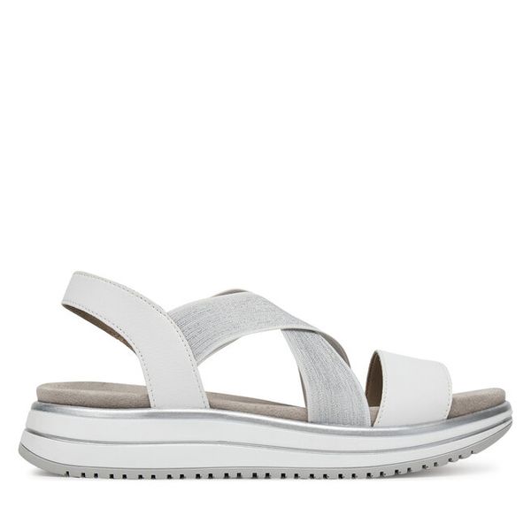 Sandały Remonte. Białe sandały Remonte, bez wzorów, bez obcasa, na płaskiej podeszwie, bez zapięcia. Za 271,99 zł.