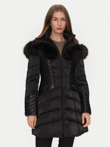 Guess Kurtka zimowa New Oxana W4BL61 WGLZ0 Czarny Regular Fit. Czarne kurtki Guess, na zimę, xs, z aplikacjami, z syntetyku, bez kaptura. Za 599,99 zł.