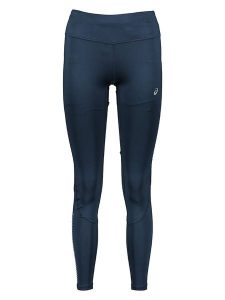 Asics Legginsy sportowe "Icon" w kolorze granatowym rozmiar: L. Niebieskie legginsy ASICS, bez wzorów. Za 99,80 zł.