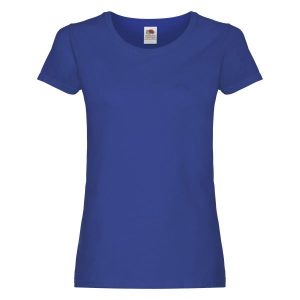 Oryginalna Koszulka Damska. Niebieskie bluzki FRUIT OF THE LOOM, xl, bez wzorów, sportowe, bez kołnierzyka, bez ramiączek. Za 28,99 zł.