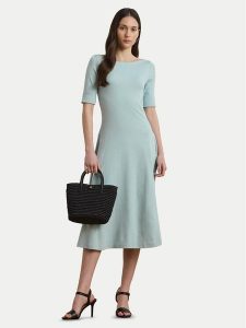 LAUREN RALPH LAUREN Sukienka codzienna 250863913015 Błękitny Regular Fit. Niebieskie kombinezony Lauren Ralph Lauren, na co dzień, l, bez wzorów, z bawełny, bez kołnierzyka, bez ramiączek, proste. Za 449,99 zł.