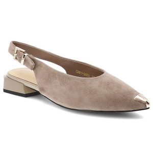 Czółenka damskie S.Barski, cholewka ze skóry naturalnej zamszowej elegancki fason slingback, beżowe, CR61-3050. Brązowe czółenka S.BARSKI, bez wzorów, ze skóry, bez obcasa, bez zapięcia. Za 289,00 zł.