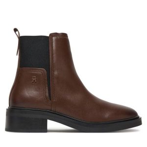 Sztyblety Tommy Hilfiger. Brązowe botki TOMMY HILFIGER, bez wzorów, bez obcasa, na płaskiej podeszwie, bez zapięcia. Za 589,99 zł.