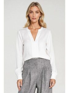 Nife Bluzka w kolorze białym rozmiar: 38. Białe bluzki Nife, bez wzorów, bez kołnierzyka, bez ramiączek. Za 165,31 zł.