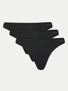 Calvin Klein Underwear Komplet 3 par stringów 000QD5217E Czarny. Czarne komplety bielizny Calvin Klein Underwear, bez wzorów, z bawełny. Za 119,99 zł.